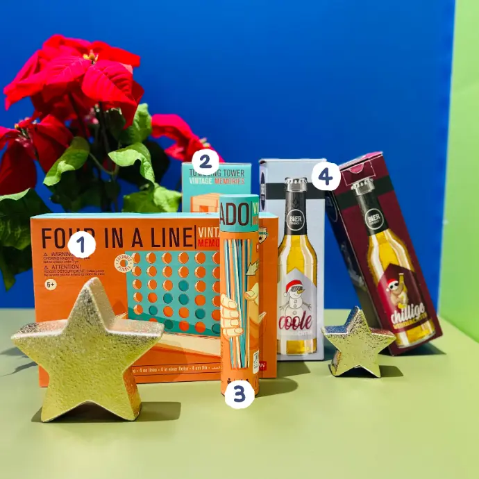 Präsentation von Spielen und Spaß-Geschenken